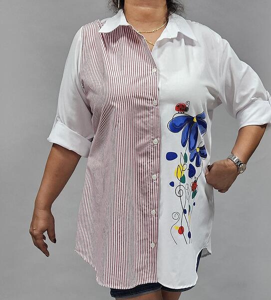 Риза - червено райе