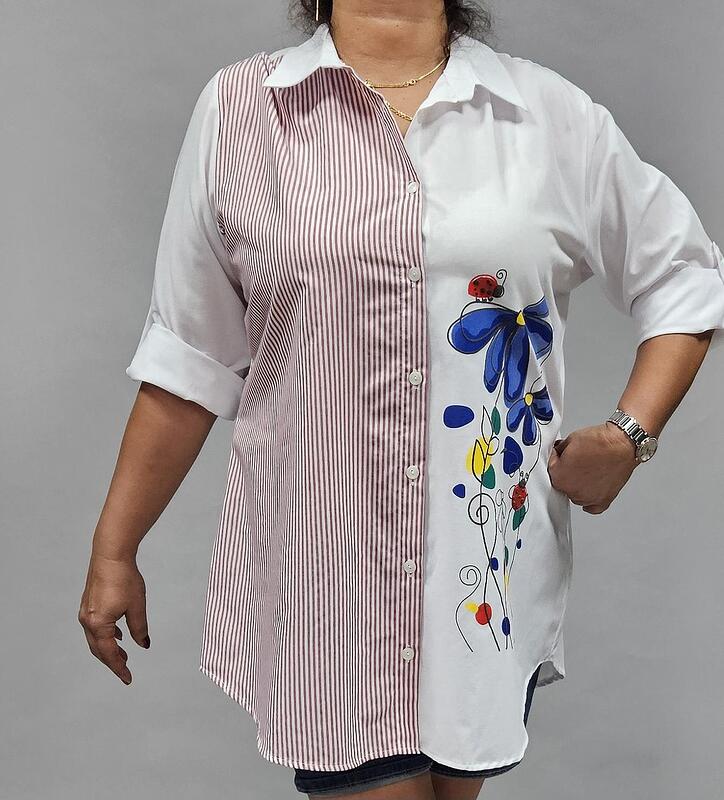 Риза - червено райе