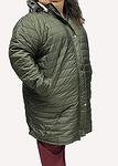 Зелено дълго яке с качулка с пух
