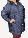 Тъмносиньо дълго яке с качулка с пух