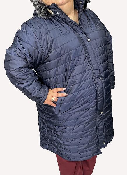 Дълго яке с качулка - тъмносиньо