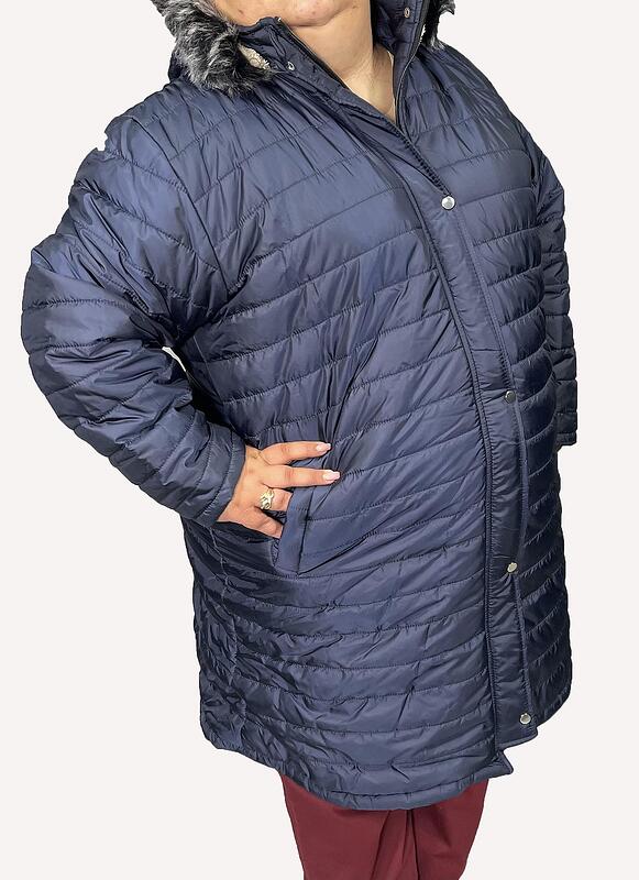 Дълго яке с качулка - тъмносиньо