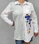 Риза с бродерия и зелено райе