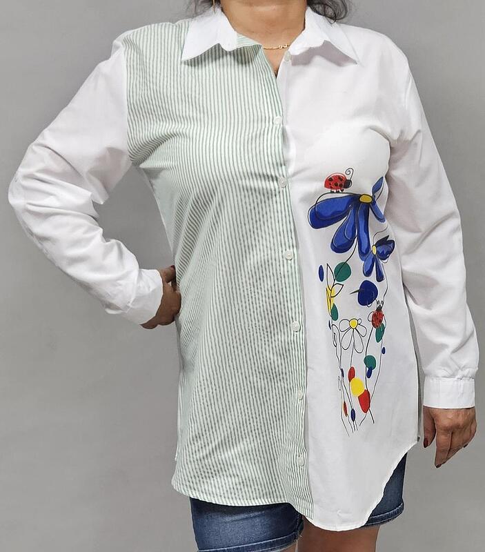 Риза - зелено райе