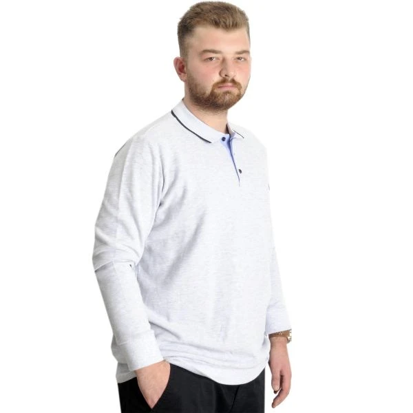 Сива мека блуза с яка и копчета