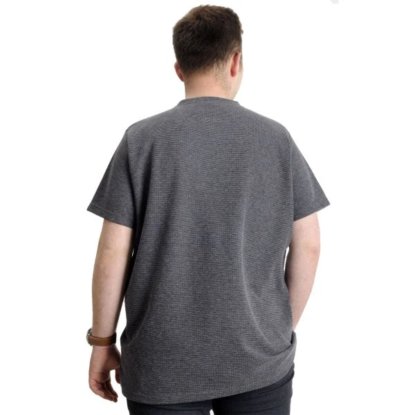 Вафлена тениска без яка - тъмносива