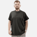 Масленозелена тениска с поло яка и копчета