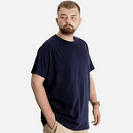 Тениска с кръгло деколте - тъмносиня, 100% памуk, големи размери