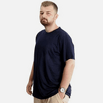 Тениска с кръгло деколте - тъмносиня, 100% памуk, големи размери