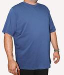 Тениска с кръгло деколте - синя, 100% памук, големи размери