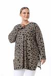 Черно-бежова блуза с ефект спирала
