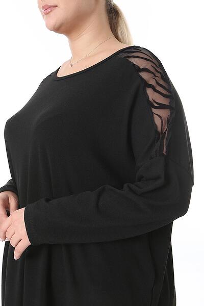 Черна блуза с дантела - линии