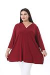 Блуза с V-образно деколте - бордо
