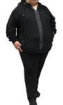 Черен спортен екип от две части, има качулка