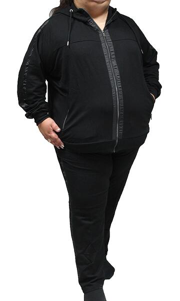 Черен спортен екип с качулка