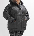 Черно зимно яке с ефект спирали