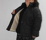 Черно зимно яке с ефект спирали