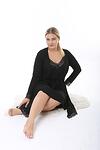 Черна нощница с халат и колан