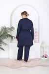 Тъмносиня пижама от три части с дантела в краищата