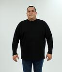 Черна вафлена блуза с дълъг ръкав,100% памук