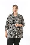 Дамска еластична риза, черно-бежова орнаментика