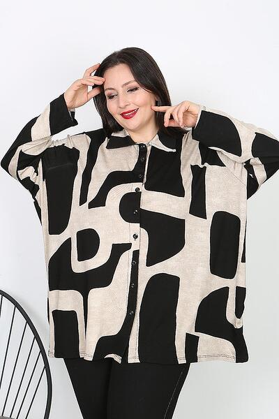 Дамска еластична риза с бежови форми Дамска еластична риза с бежови форми