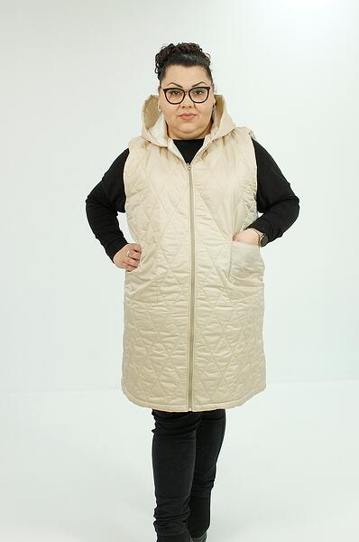 Дълга бежова грейка с качулка