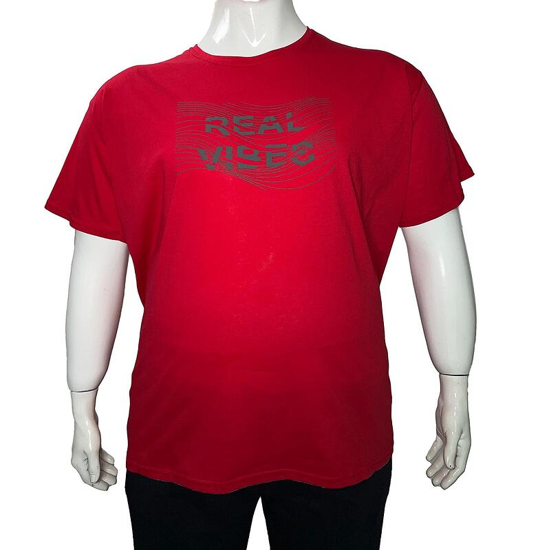 Тениска голям размер -  червена "Real Vibes"