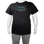 Черна тениска със зелен надпис "Real Vibes"