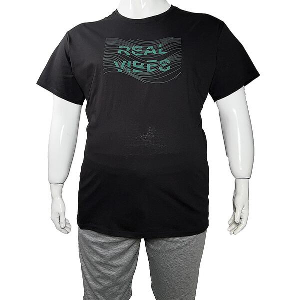 Тениска голям размер -  черна "Real Vibes"