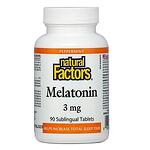 Natural Factors / НАТУРАЛ ФАКТОРС МЕЛАТОНИН 3 мг Х 90 сублингвални таблетки