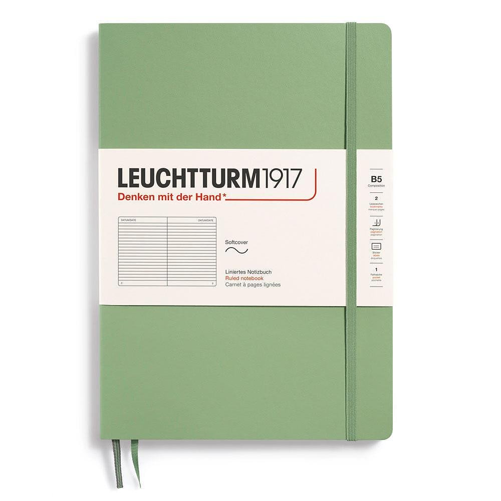 Тефтер B5 Leuchtturm1917 Notebook Composition Sage, меки корици, на редове