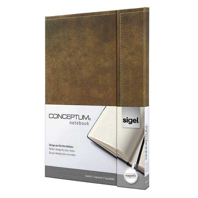 Бележник Sigel - CONCEPTUM, Vintage Brown, на квадратчета, A4, магнитно затваряне