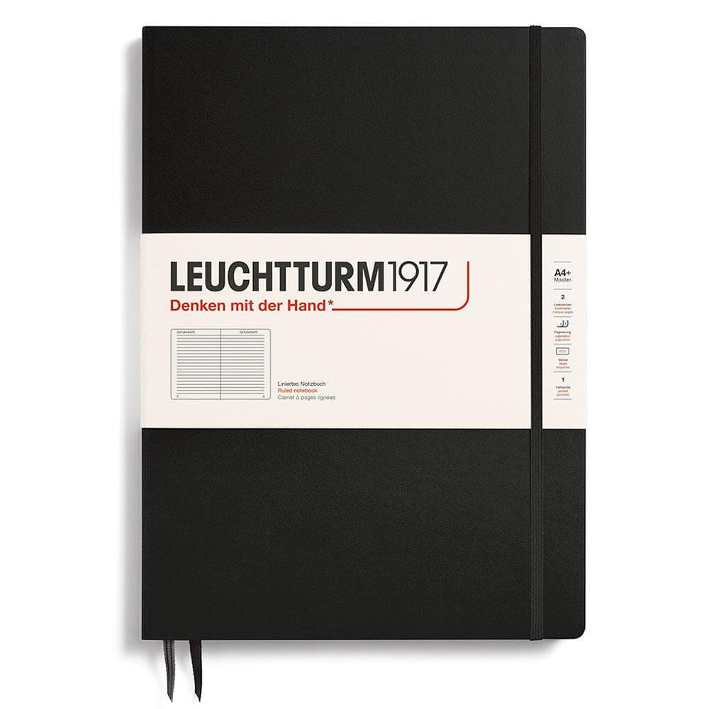 Тефтер А4+ Leuchtturm1917 Notebook Master Slim Black, твърда корица, на редове