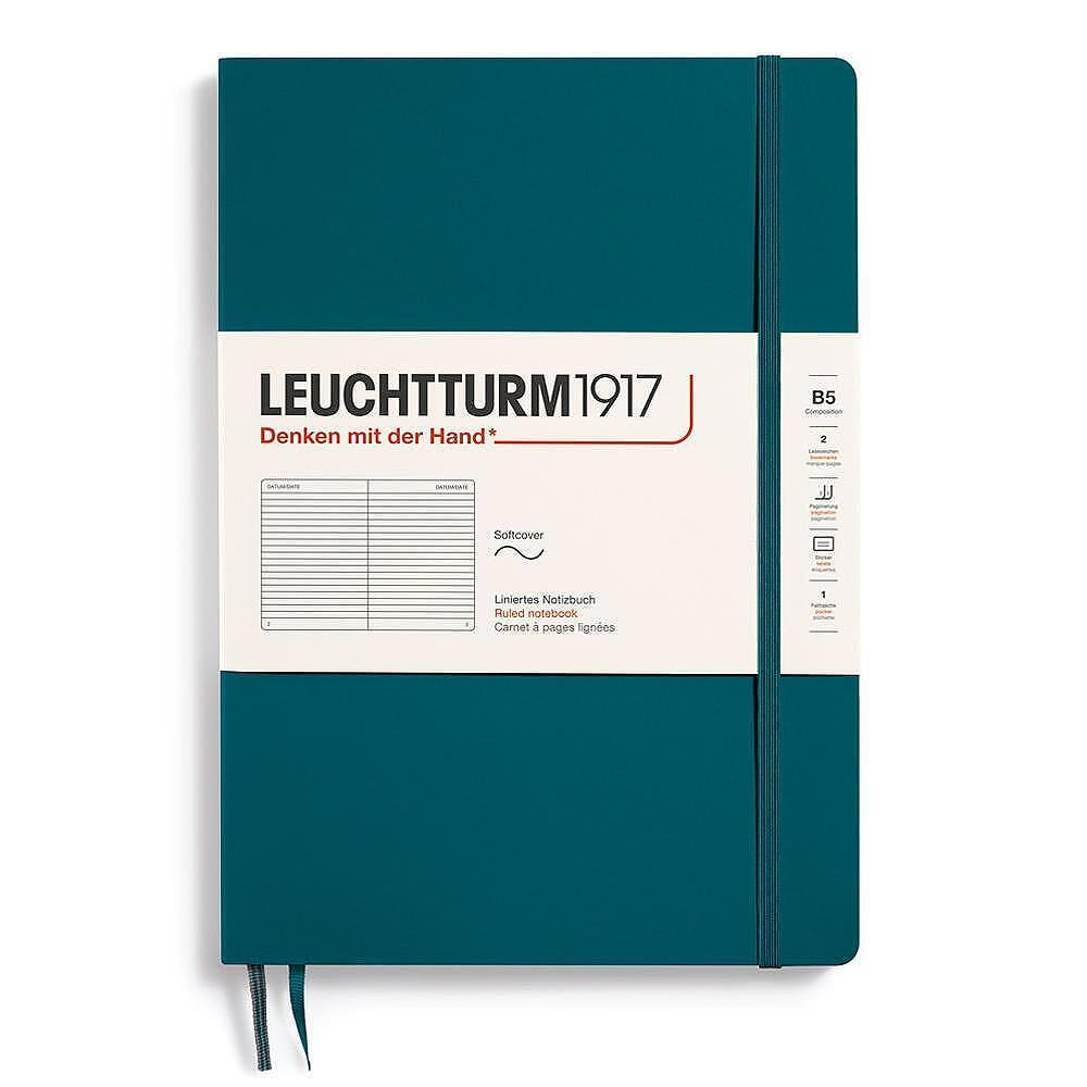 Тефтер B5 Leuchtturm1917 Notebook Composition Pacific Green, меки корици, на редове
