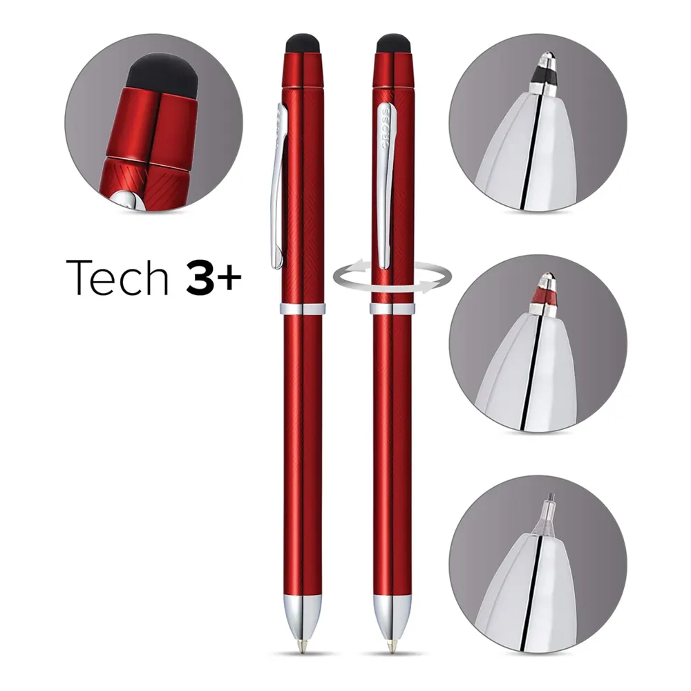 Мултифункционален пишещ инструмент Cross Tech3 - Red Lacquer, със стилус - 2