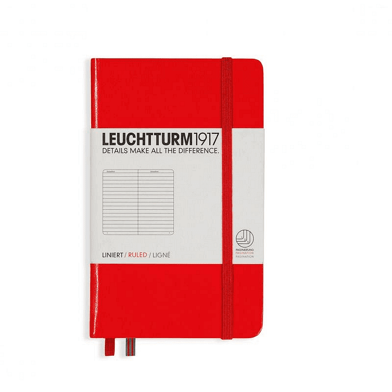 Тефтер А6 Leuchtturm1917 Notebook Pocket Red, твърда корица, на редове