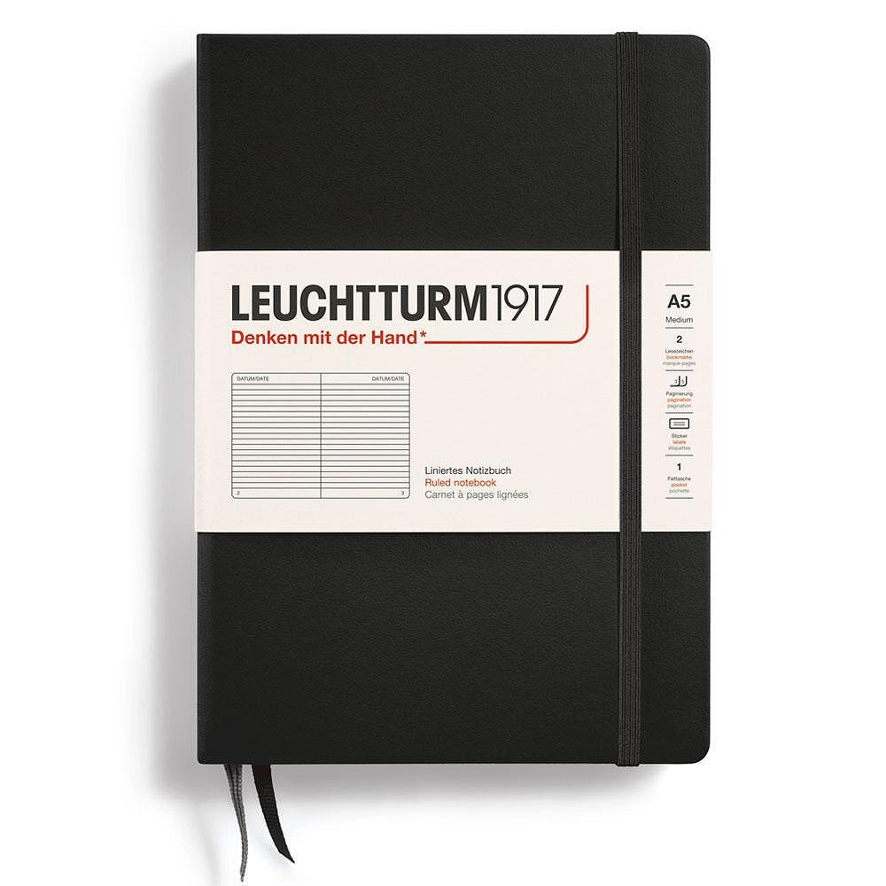 Тефтер А5 Leuchtturm1917 Notebook Medium Black, твърди корици, на редове