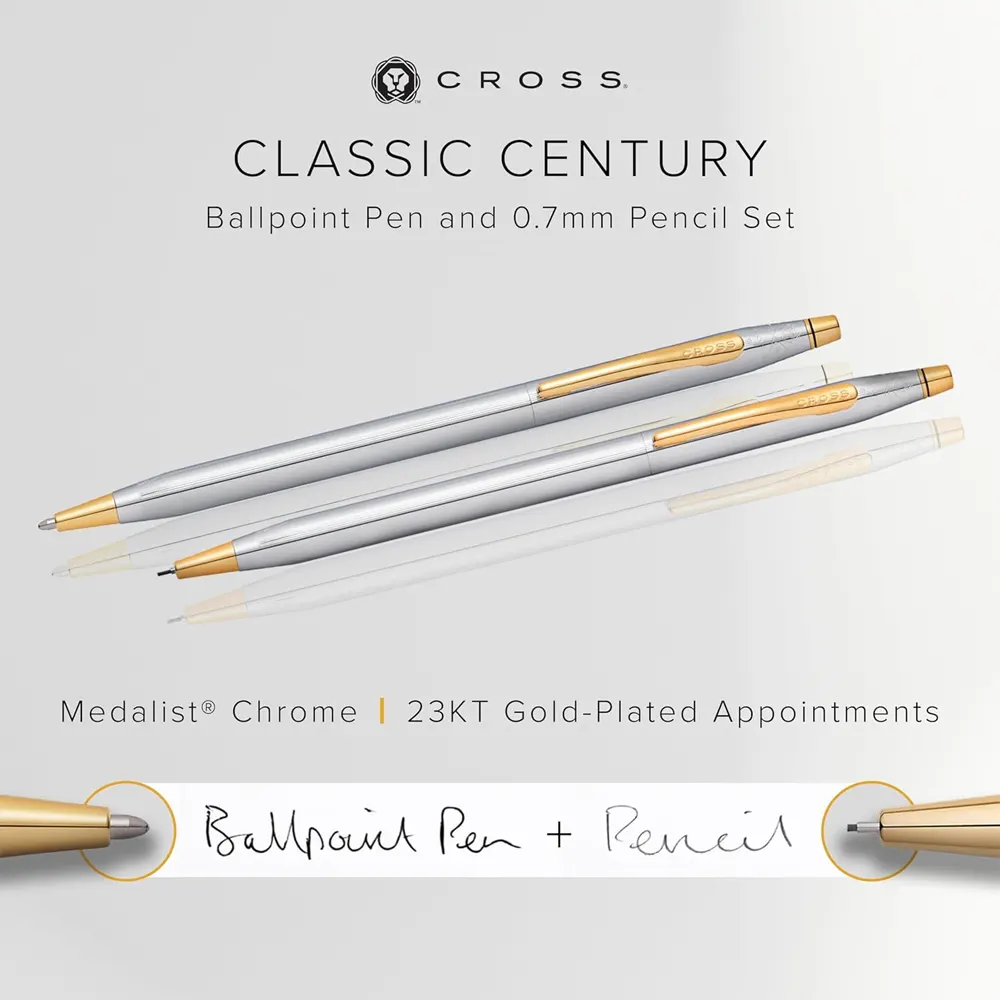 Комплект химикалка и автоматичен молив Cross Classic Century Medalist Chrome - 2