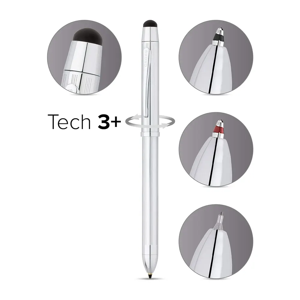 Мултифункционален пишещ инструмент Cross Tech3 - Lustrous Chrome, със стилус - 2