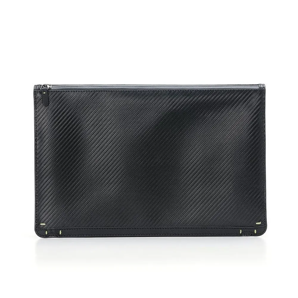 Мъжка чанта Pininfarina - Folio, Carbon текстура, черна - 3