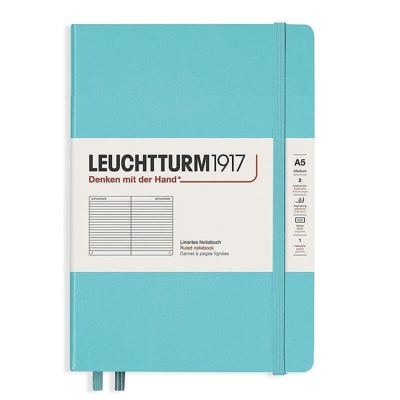 Тефтер А5 Leuchtturm1917 Rising Colors Collection - Aquamarin, твърди корици, на редове