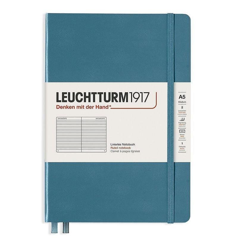 Тефтер А5 Leuchtturm1917 Rising Colors Collection - Stone Blue, твърди корици, на редове