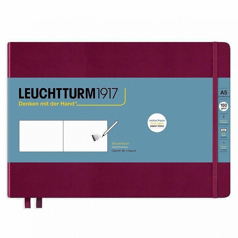 Тефтер Leuchtturm1917 Sketchbook Landscape A5 Port Red, твърди корици