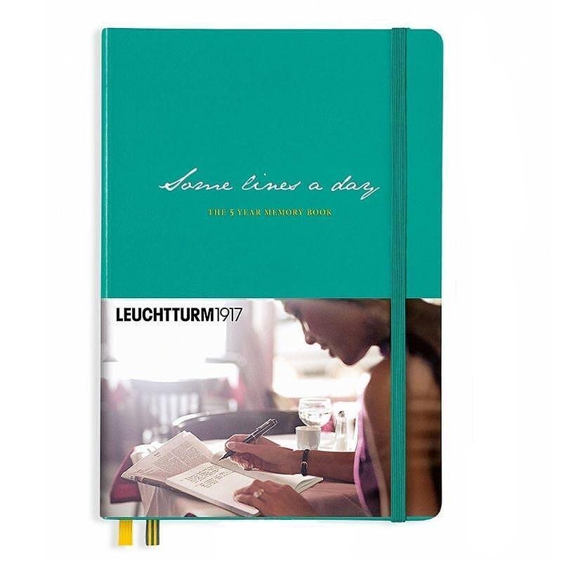 Тефтер А5 Leuchtturm1917 Some Lines a day - 5 години, Emerald, твърди корици