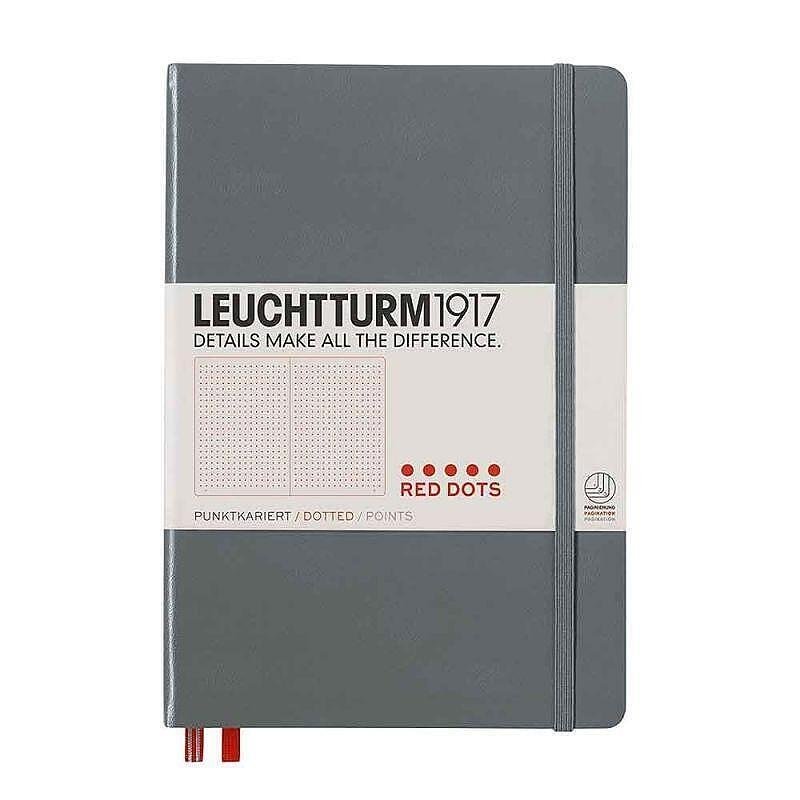 Тефтер A5 Leuchtturm1917 Red Dots Edition Anthracite, твърди корици