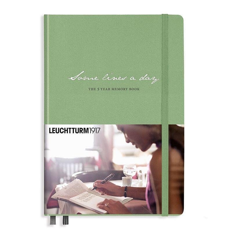 Тефтер А5 Leuchtturm1917 Some Lines a day - 5 години, Sage, твърди корици