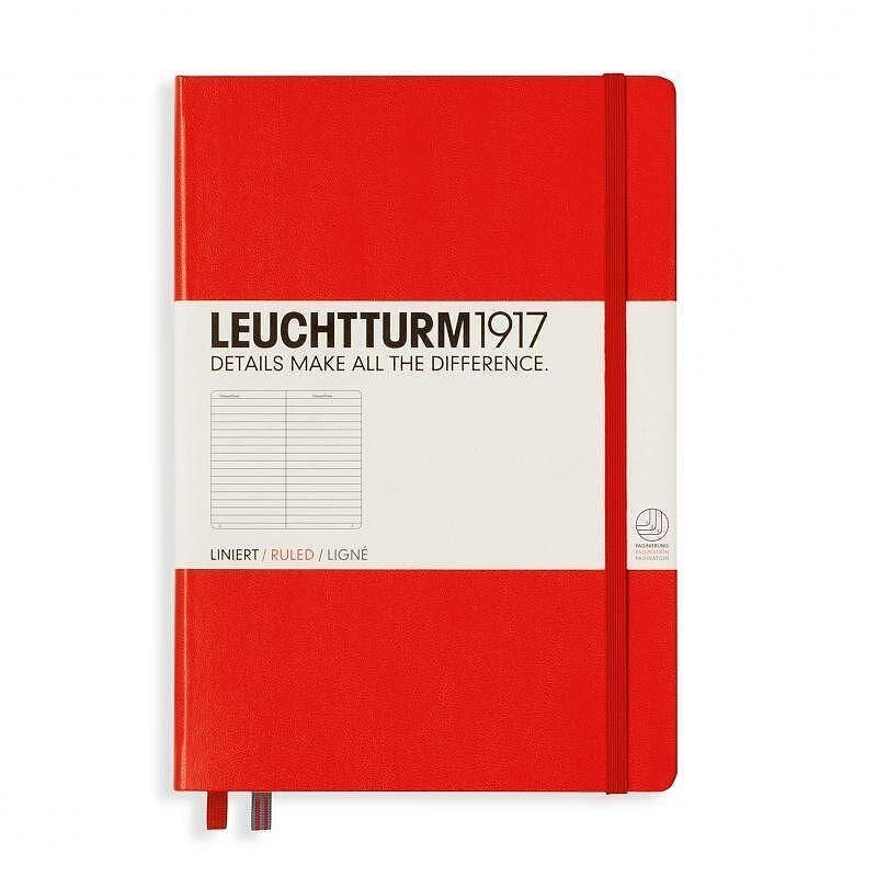 Тефтер А5 Leuchtturm1917 Notebook Medium Red, твърди корици, на редове
