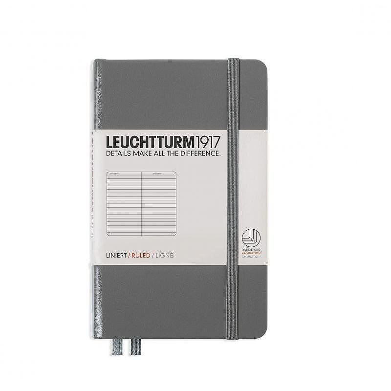 Тефтер А6 Leuchtturm1917 Notebook Pocket Anthracite, твърда корица, на редове
