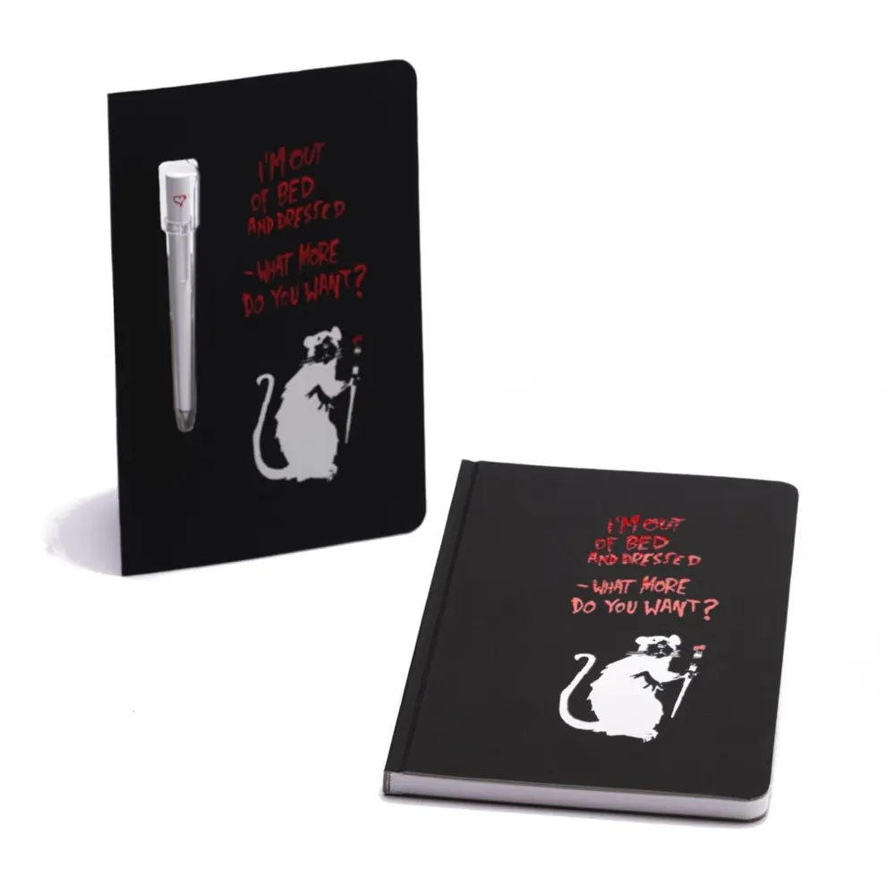 Бележник Pininfarina - Banksy Collection, Rat Black, A5, с вечно-пишещо средство Primina - 2